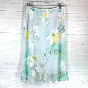 VTG y2k women medium blue floral midi skirt fairycore cottage coquette romantic